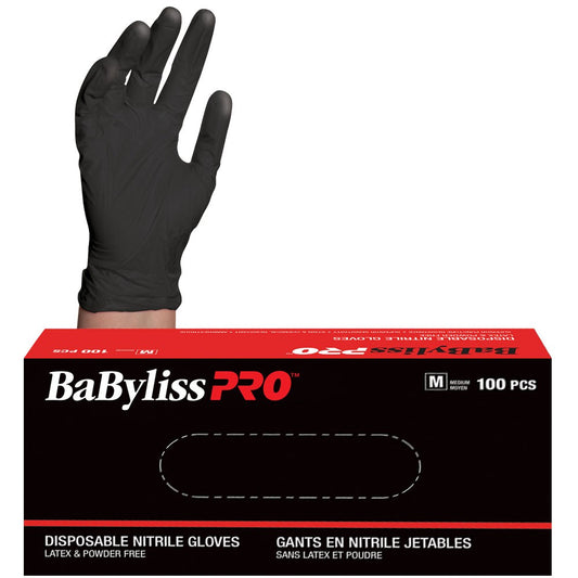 Babyliss PRO Black Nitrile Gloves 100pk - Medium