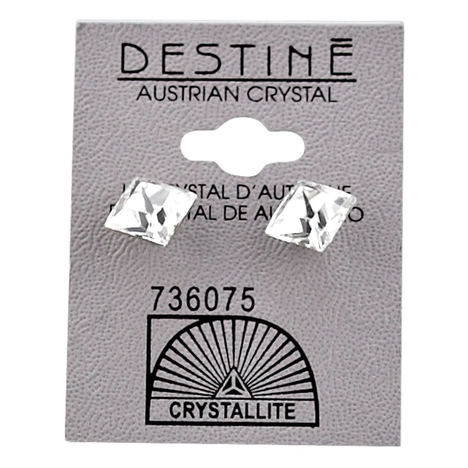 Crystallite Destine Clear Faceted Square Earrings