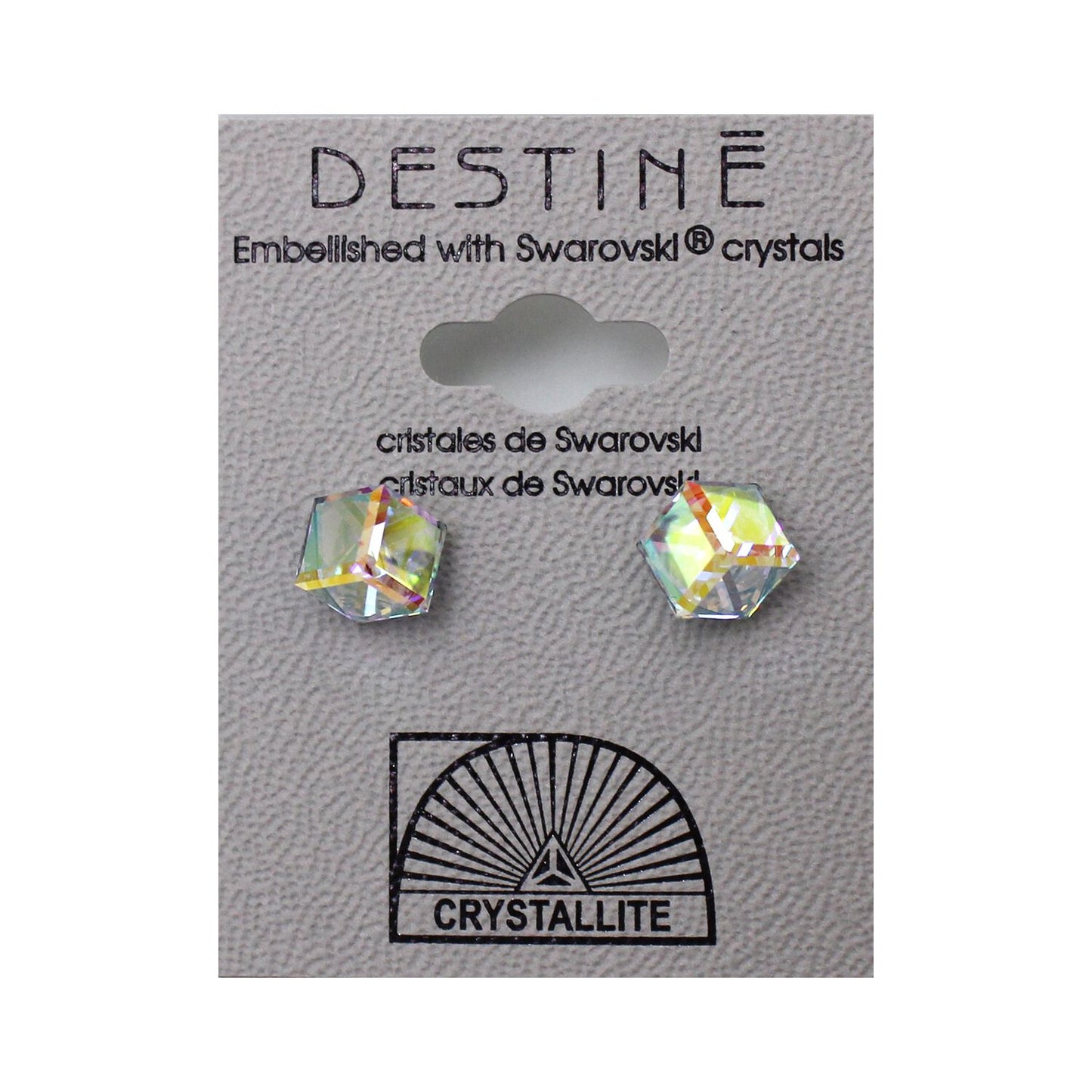 931  by   Crystallite Destine Earring AB Tilted Cube 6mm