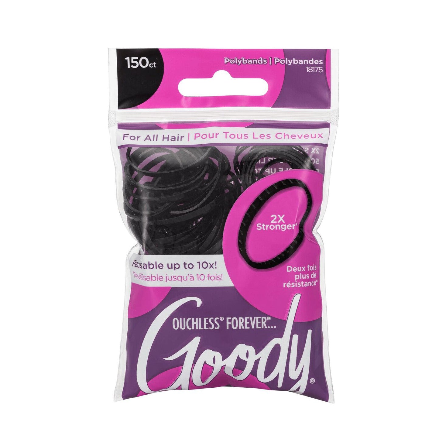 Goody Black Forever Polybands 150 Count