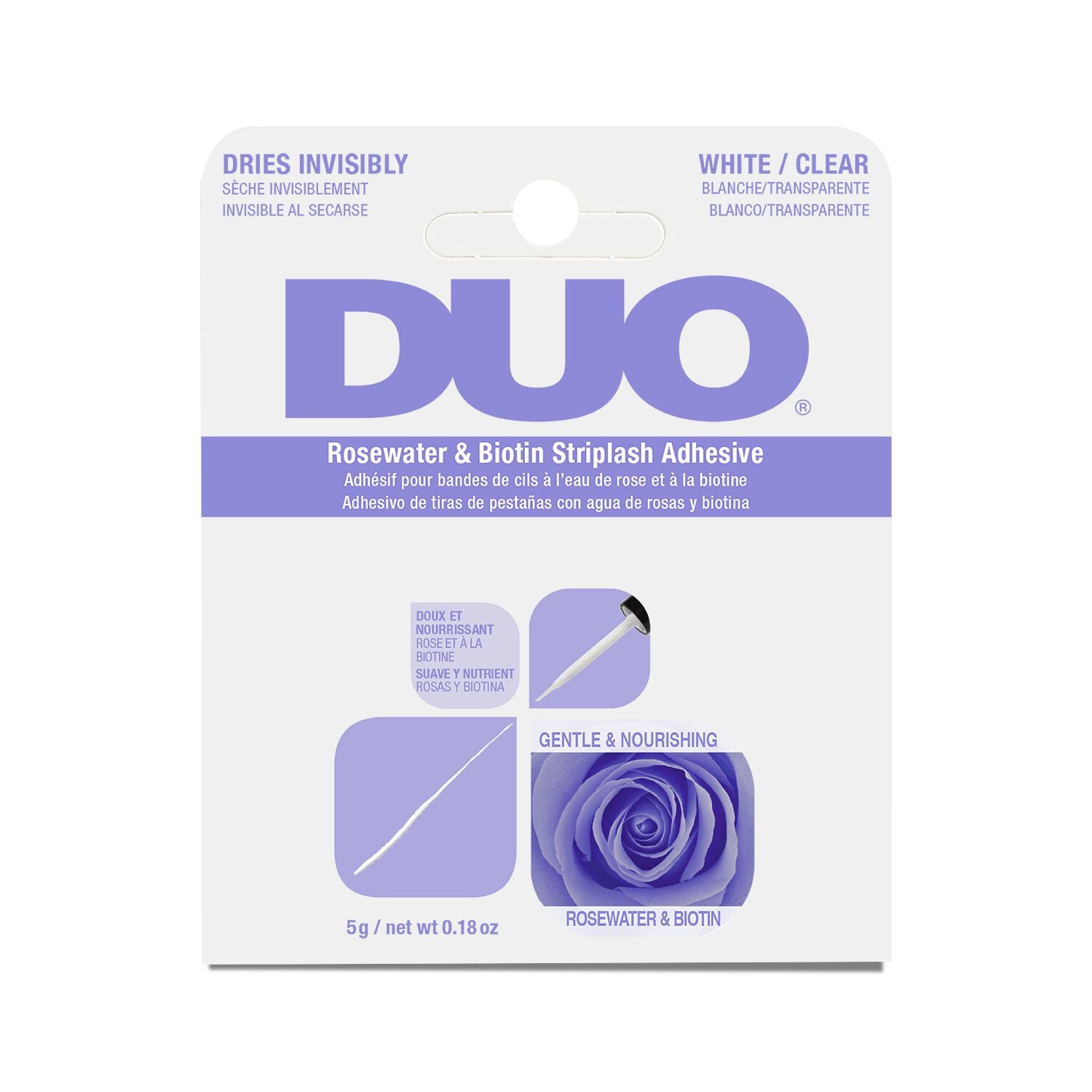 Lash Glue and Remover  by   Ardell DUO Clear Rosewater & Biotin Striplash Adhesive