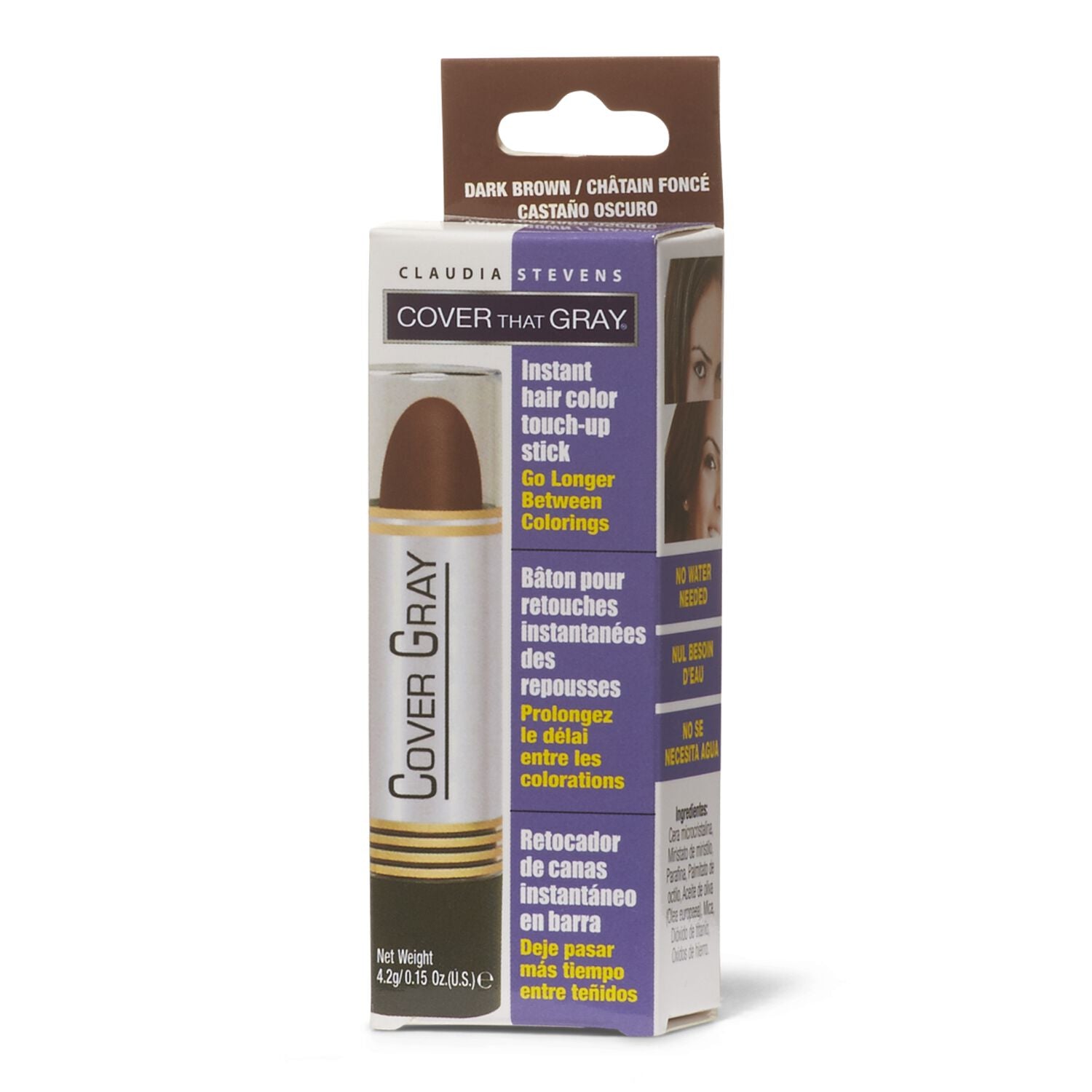 Cover That Gray  by   Claudia Stevens Dark Brown Temporary Color Touch Up Stick