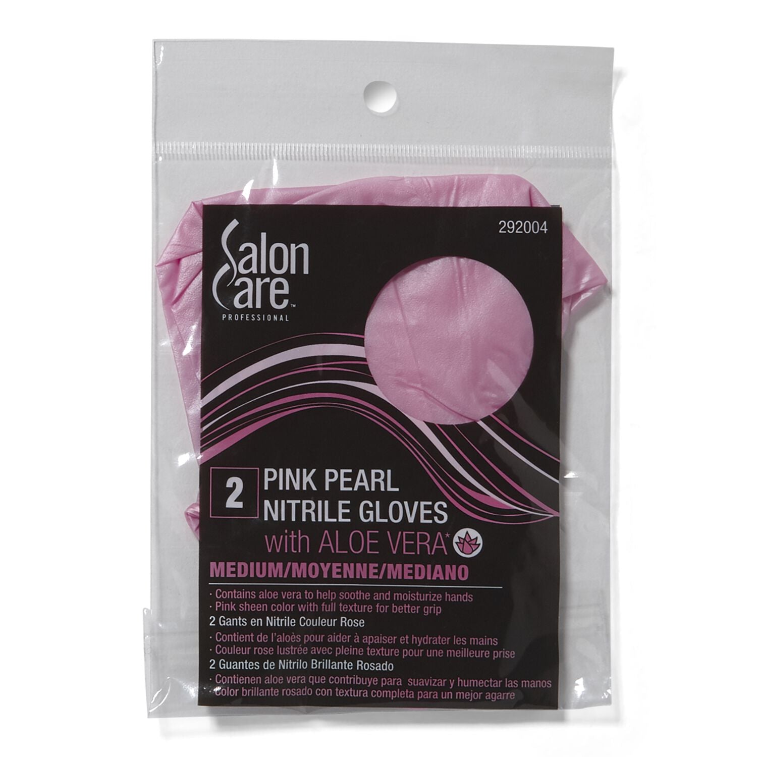 Salon Care Pink Pearl Aloe Vera Nitrile Gloves