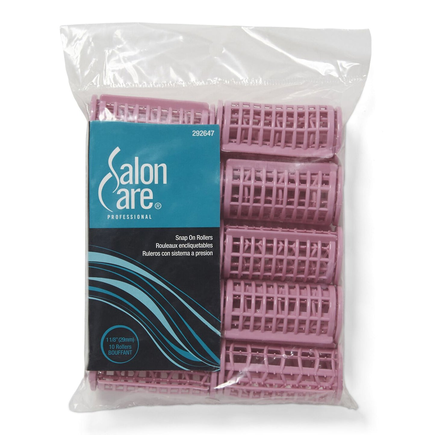 Salon Care Bouffant Pink Snap-On Rollers 10 Count