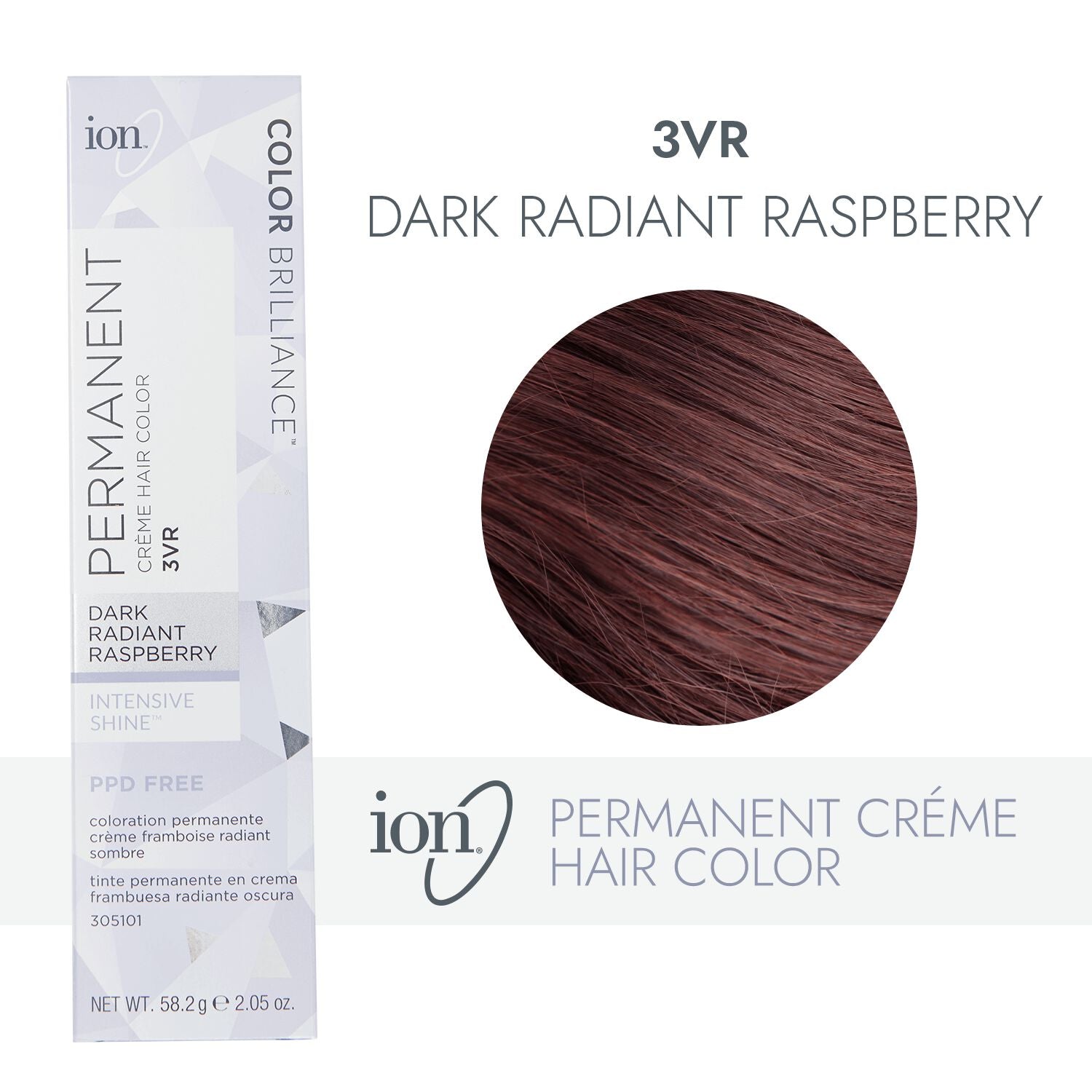 ion 3VR Dark Radiant Raspberry Permanent Creme Hair Color