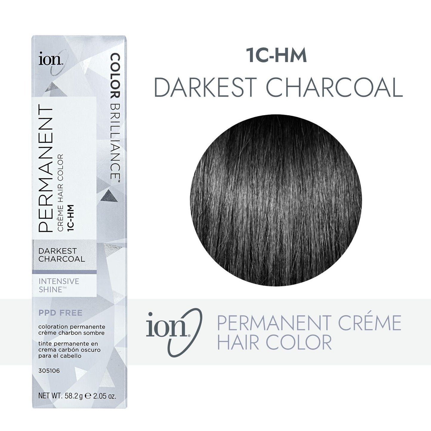 ion 1C-HM Darkest Charcoal Permanent Creme Hair Color