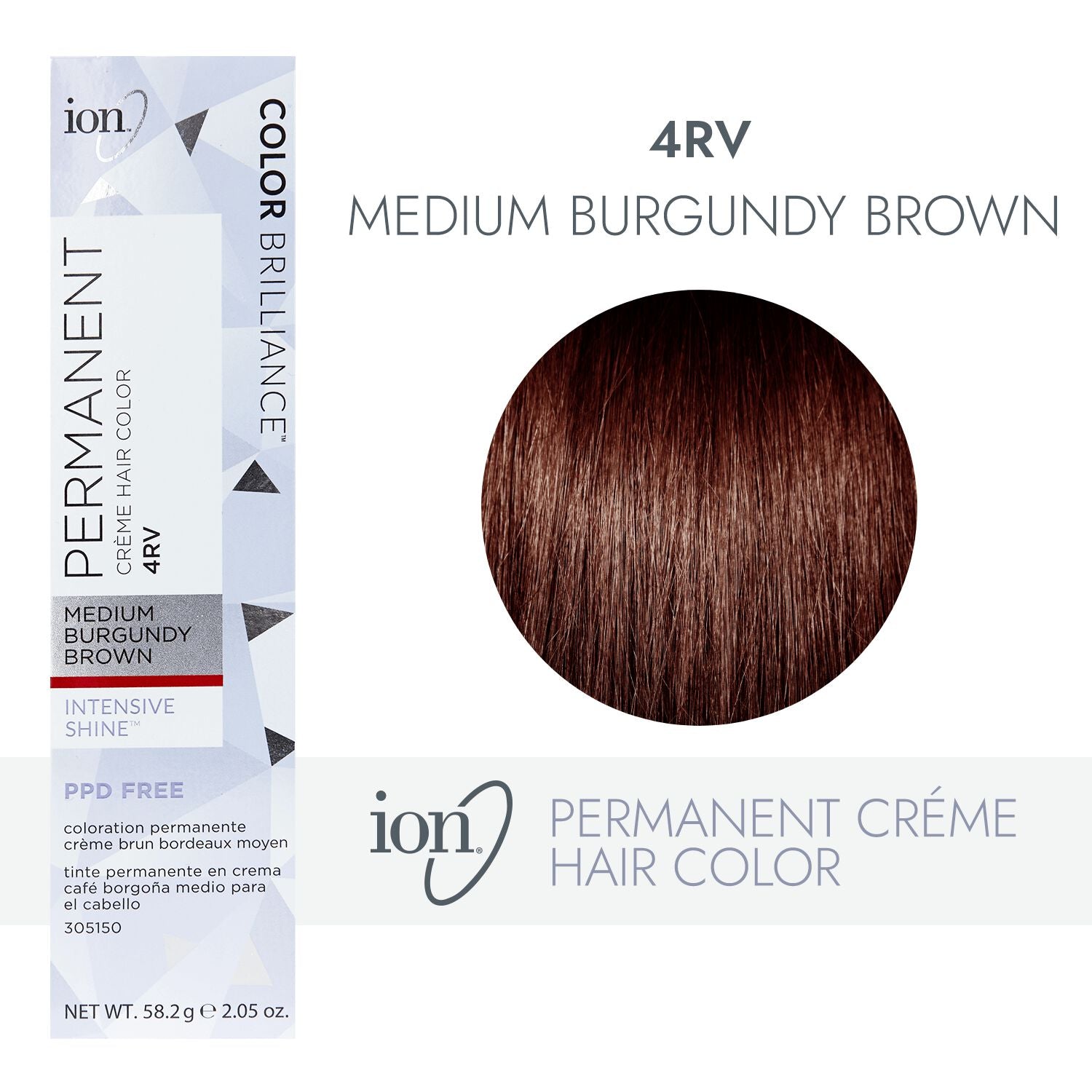 ion 4RV Medium Burgundy Brown Permanent Creme Hair Color