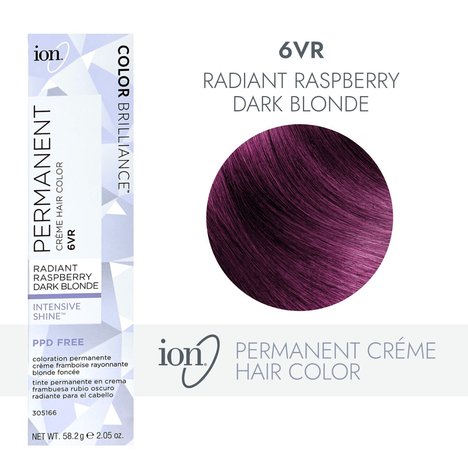 ion 6VR Radiant Raspberry Dark Blonde Permanent Creme Hair Color