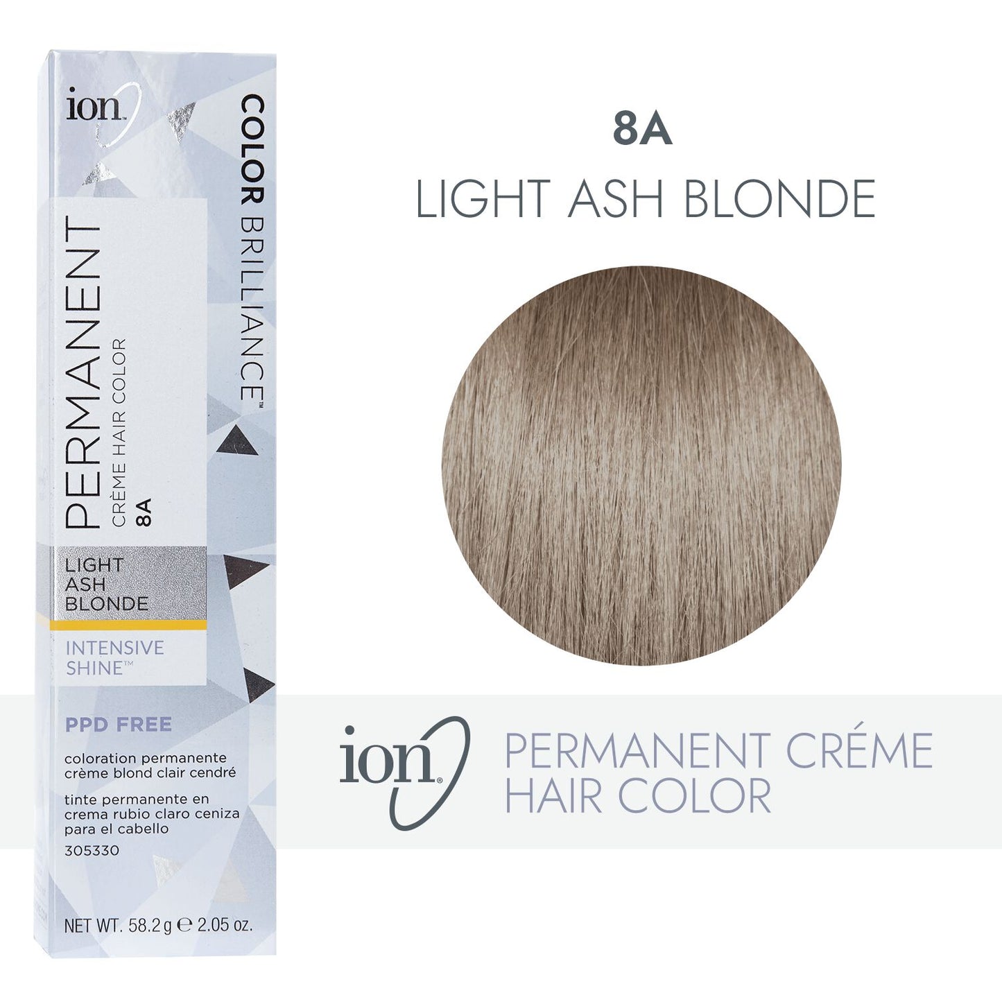 ion 8A Light Ash Blonde Permanent Creme Hair Color