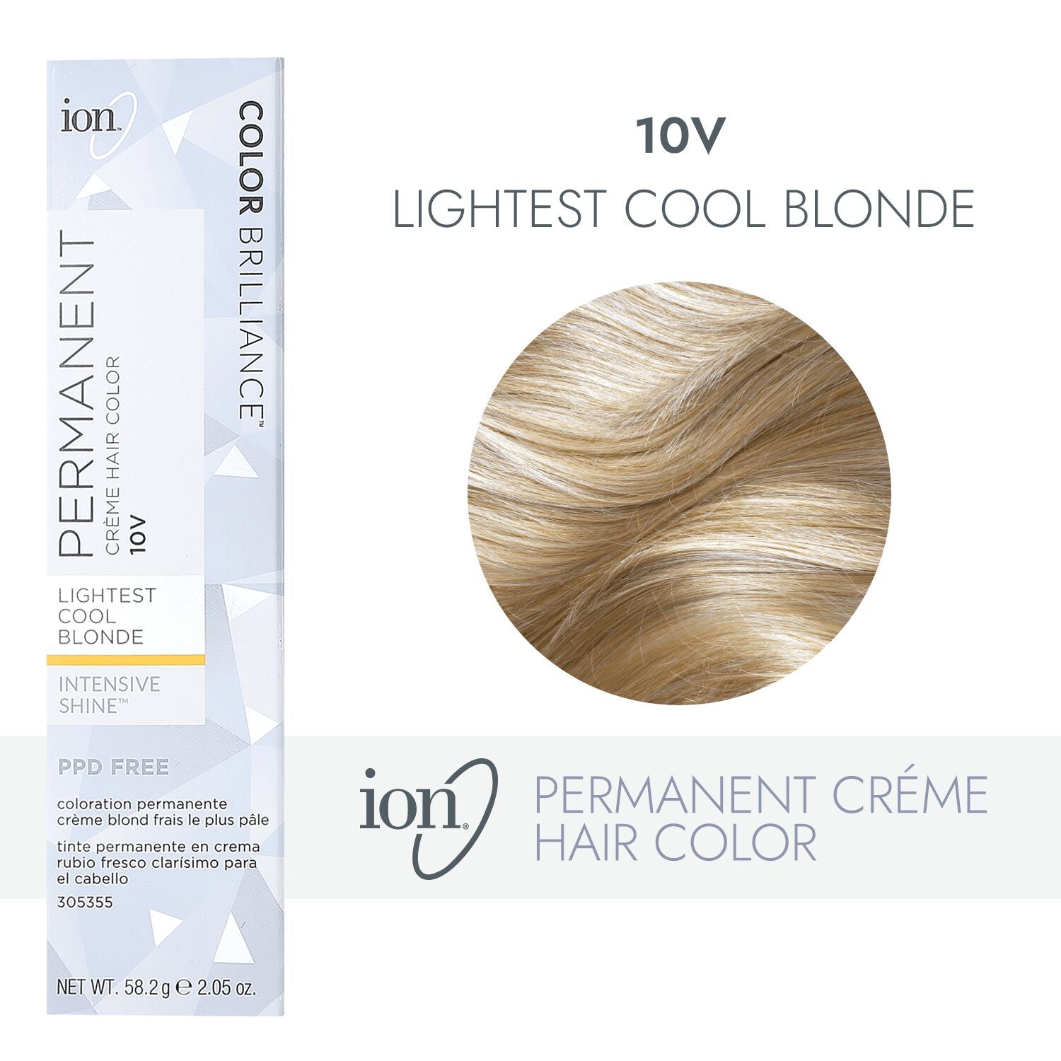 ion 10V Lightest Cool Blonde Permanent Creme Hair Color