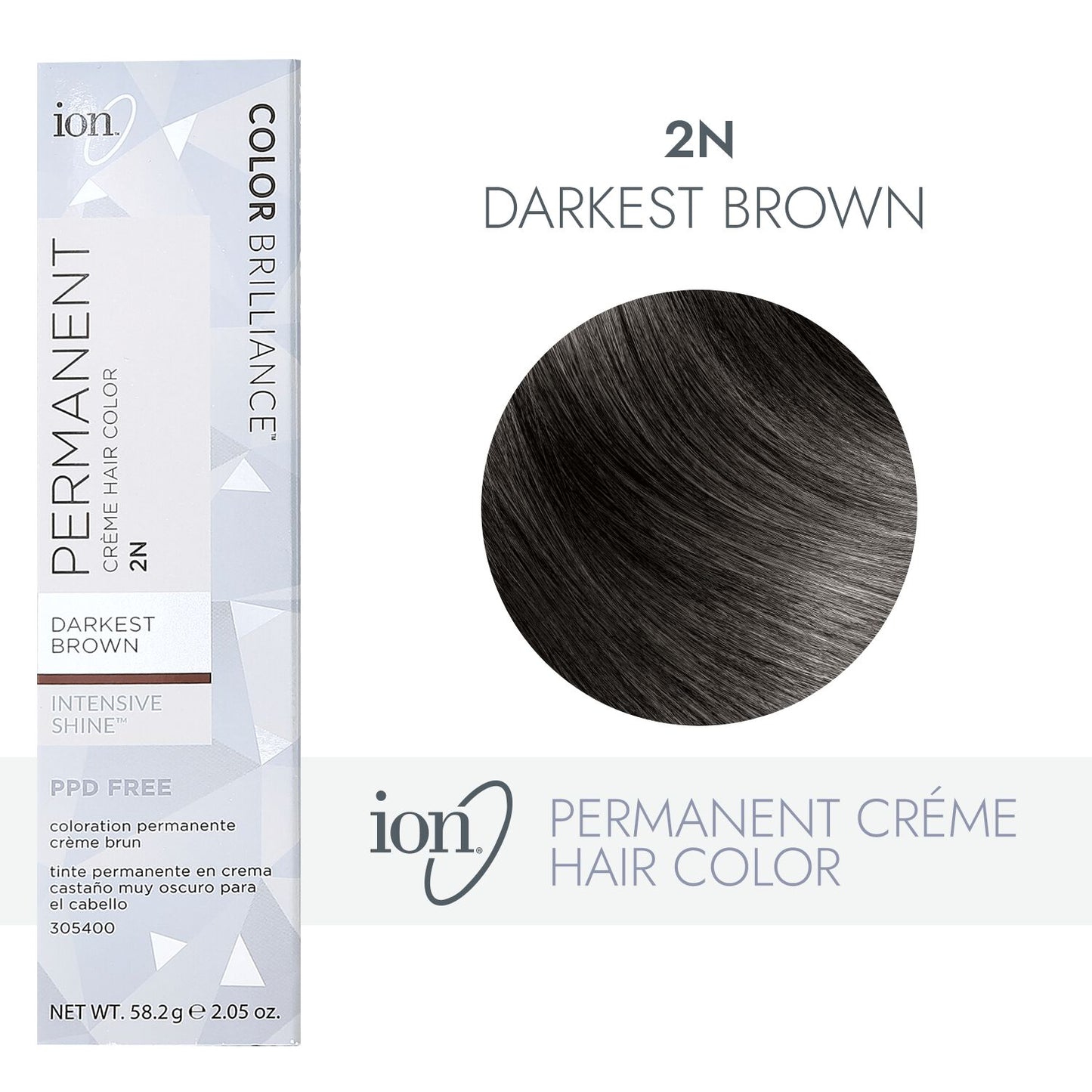 ion 2N Darkest Brown Permanent Creme Hair Color