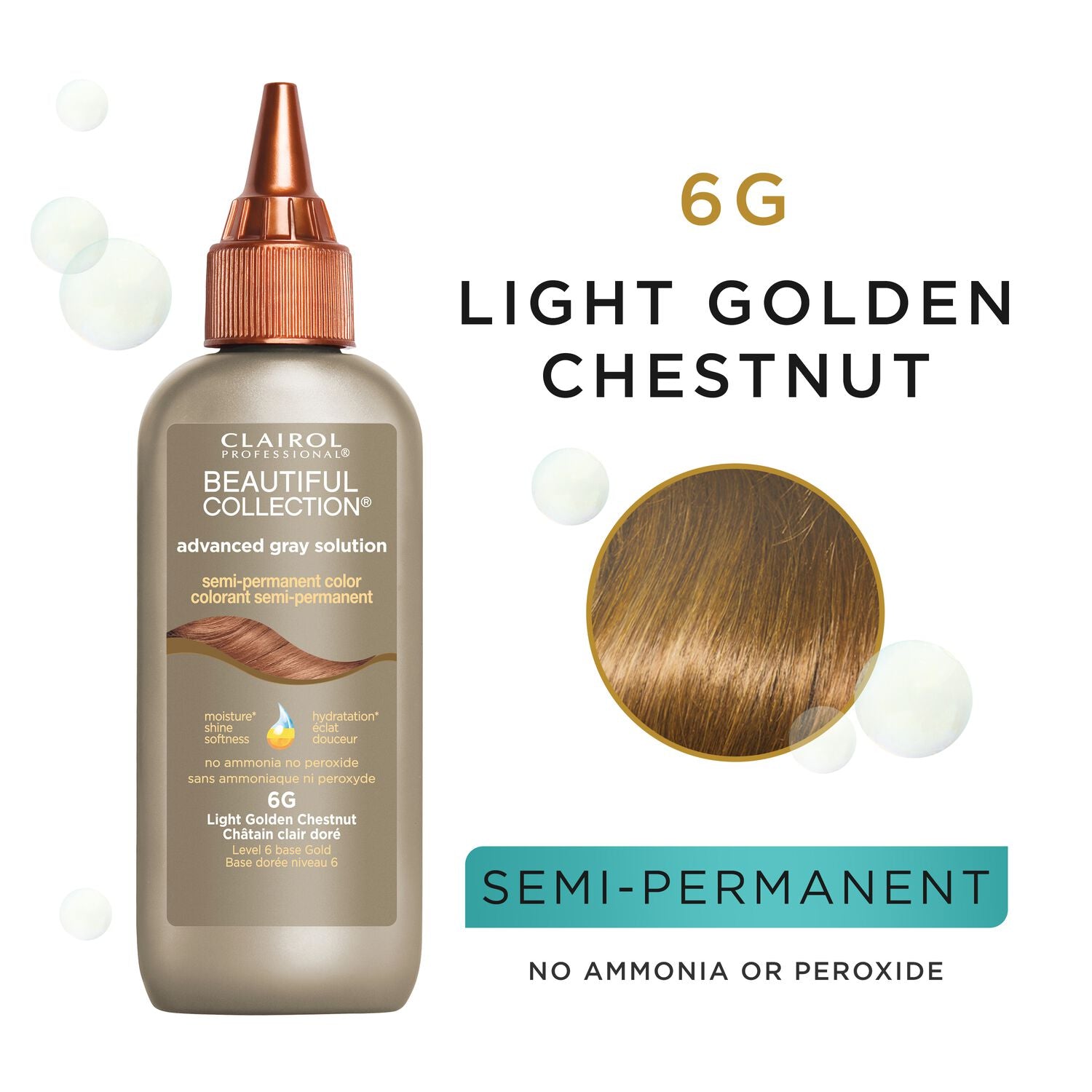 Beautiful Collection  by   Clairol Professional Clairol Beautiful Collection Advanced Gray Solution Semi-permanent Color Light Golden Chestnut