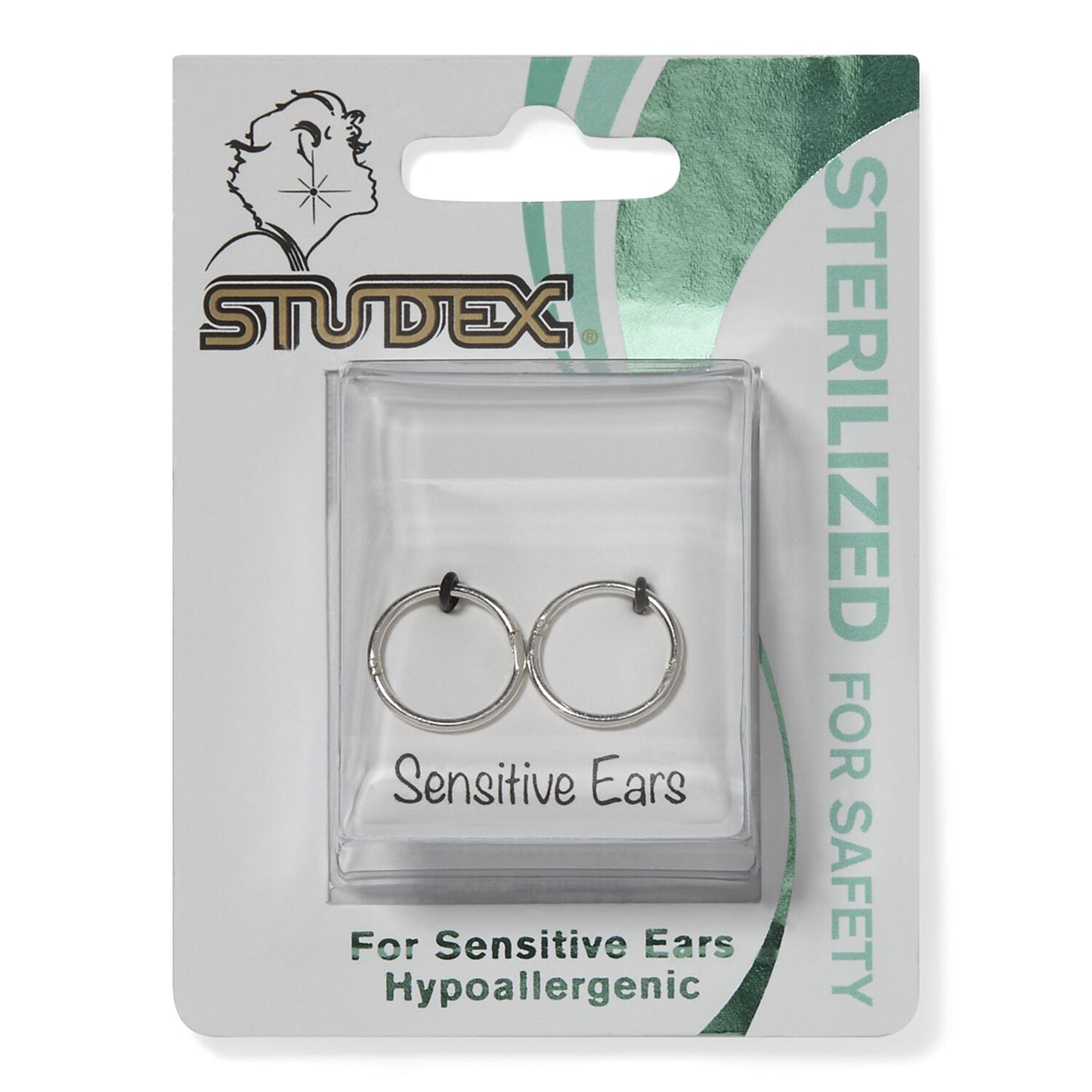 Studex .925 Silver/Gold Plated 18 Gage 3/8 Inch Hinged Hoop Earrings