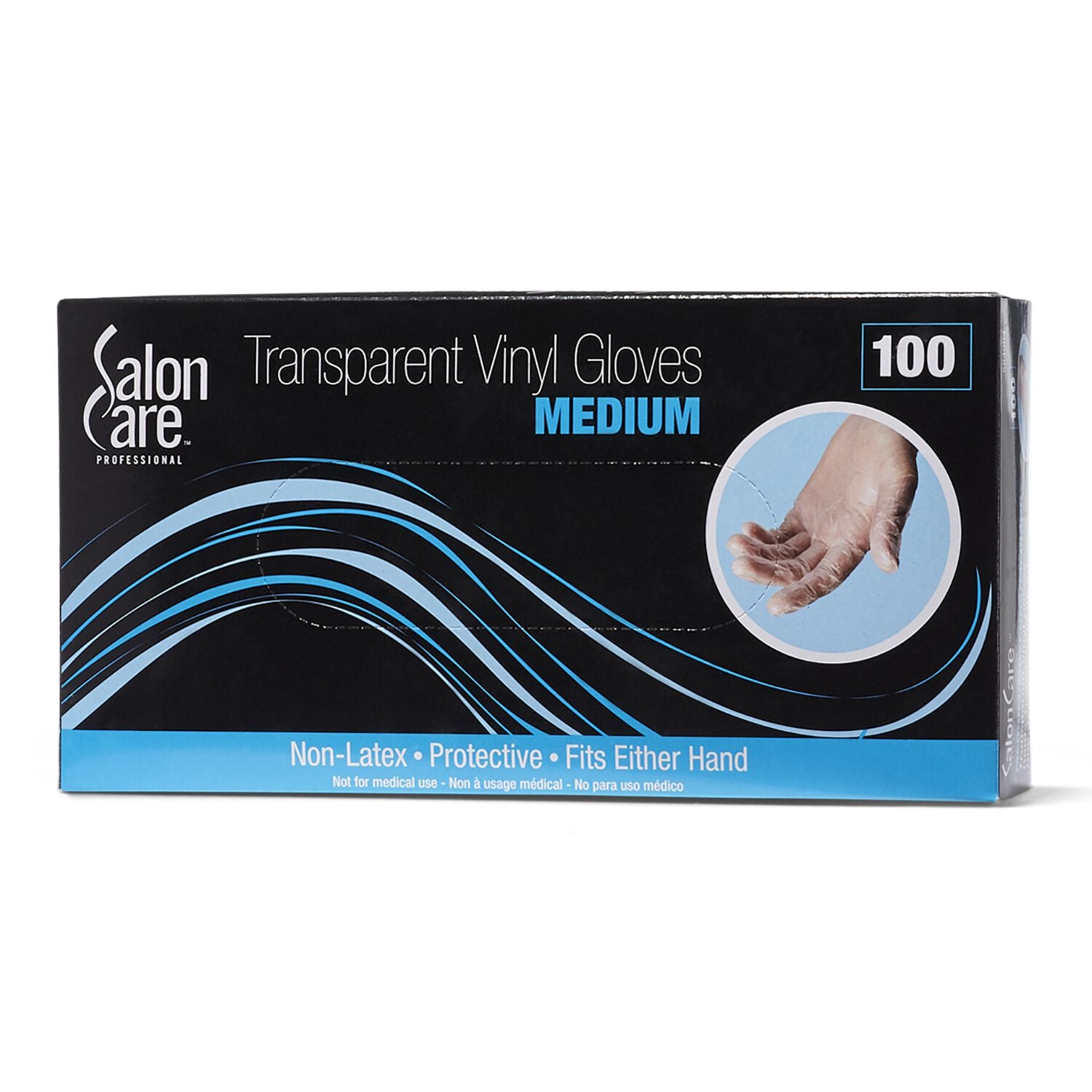 Salon Care 100 Count Clear Vinyl Powdered Gloves Medium