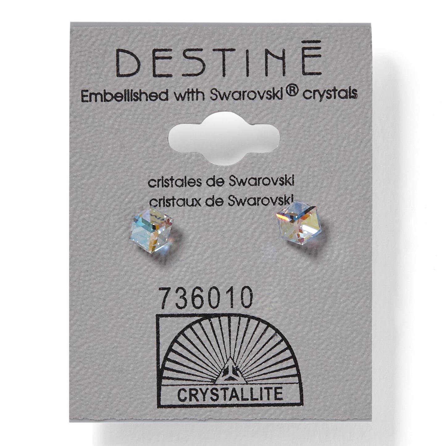 Crystallite Destine Aurora Borealis Cube Earrings