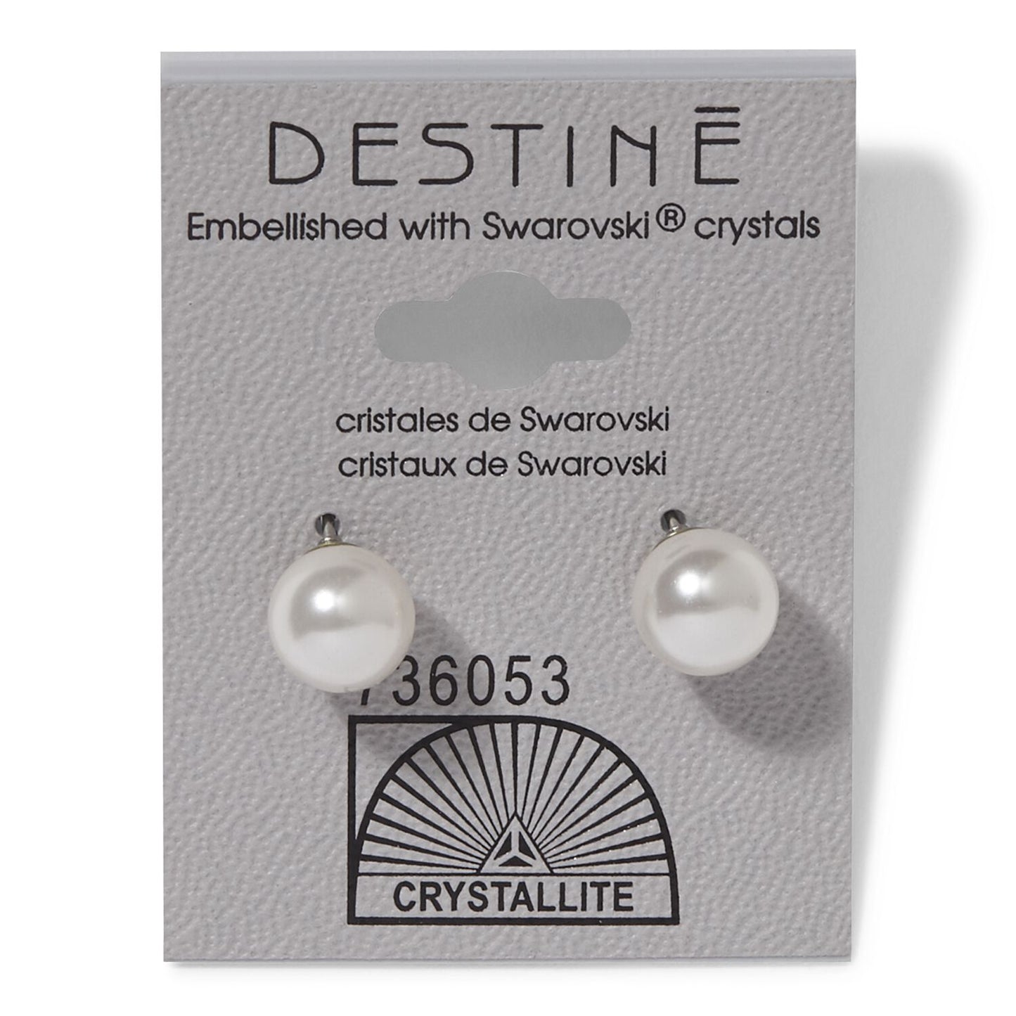 Crystallite Destine White Pearl 8mm Earrings