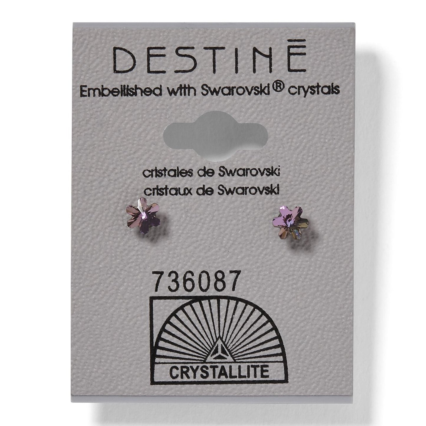 Crystallite Destine Violet Snowflake Earrings